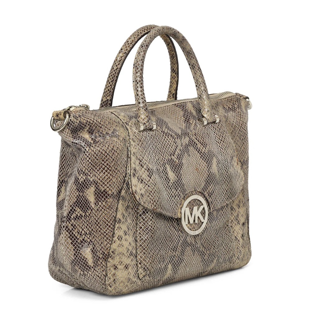 Michael Kors- Tan Snake‎ Print Satchel